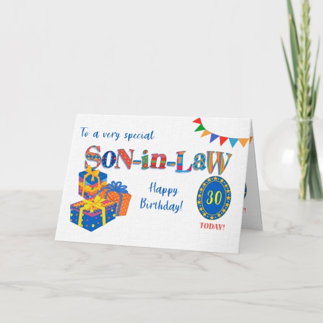 For Son in Law Custom Age Birthday Gifts Bunting Holiday Card (Front)