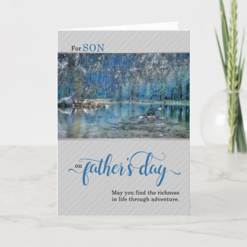 for Son Nature Theme Kayak Fathers Day Card