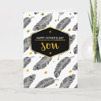 For Son On Father's Day. Feather Pattern Card by artofmairin at Zazzle