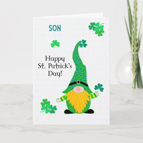 For Son St Patricks Fun Leprechaun Card