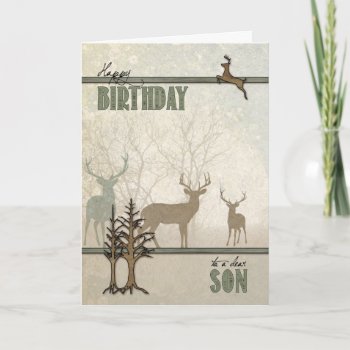 For Son Woodland Forest Theme Birthday Card by SalonOfArt at Zazzle