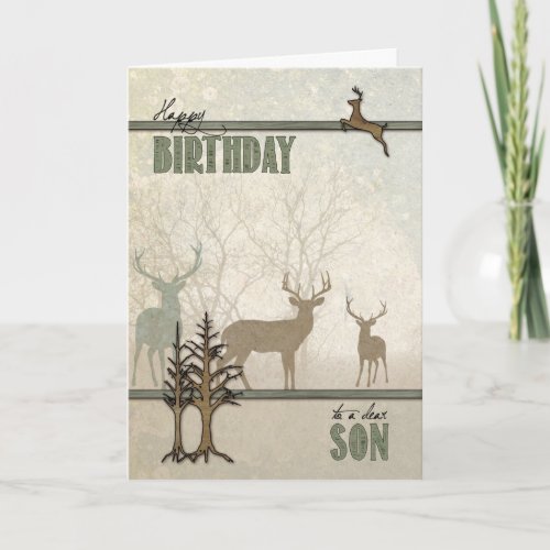 for Son Woodland Forest Theme Birthday Card