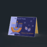 For Special Friends on Hanukkah Holiday Card<br><div class="desc">Happy Hanukkah for Special Friends. Menorah and Dreidels design Customizable Greeting Cards. Matching cards and gifts available in the Jewish Holidays / Hanukkah Category of our store.</div>