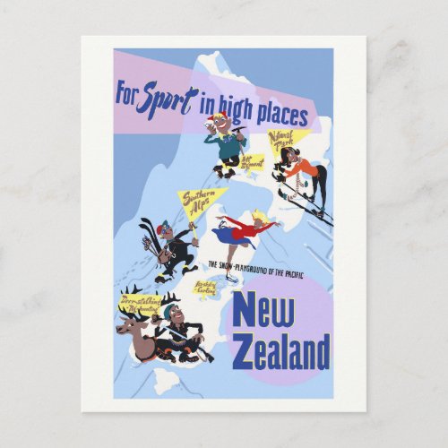 For sports in high places New Zealand Vintage Post Postcard