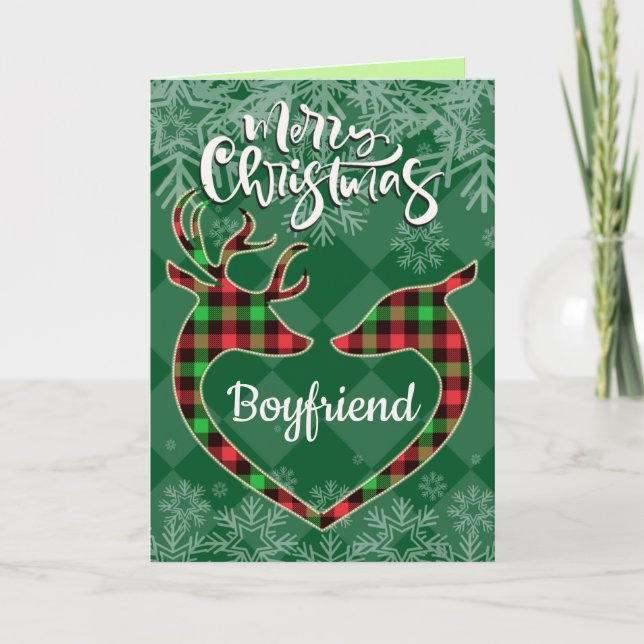 For Spouse Buffalo Plaid Deer Christmas Card (Front)