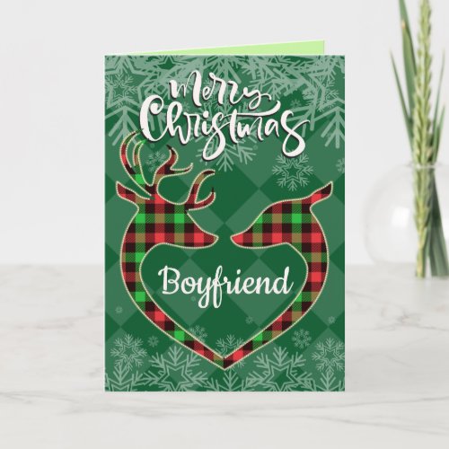 For Spouse Buffalo Plaid Deer Christmas Card