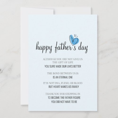 For step dad simple blue heart fathers day card