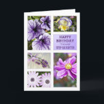 For Step-daughter, Lavender hues floral birthday Card<br><div class="desc">A garden of flowers in lavender hues and shades. A collection of beautiful flowers including lavender,  petunia,  pansy,  cape daisy,  and Japanese anemone.. A birthday card for a wonderful Step-daughter. A modern take on a traditional look. Inside the card is a lovely verse. Copyright Norma Cornes</div>