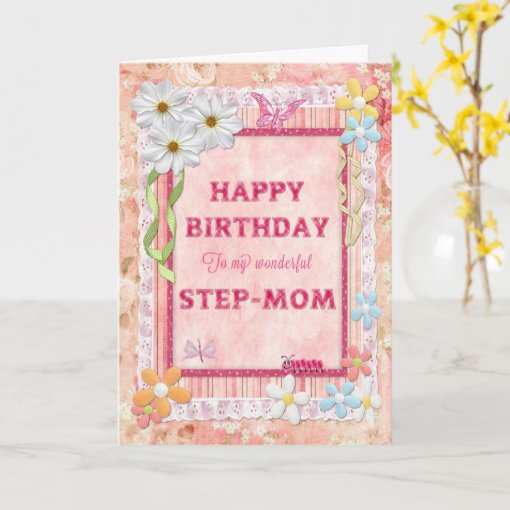 For Step-mom, craft birthday card | Zazzle