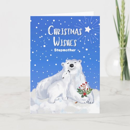 For Stepmother Christmas Wishes with Polar Bears Card