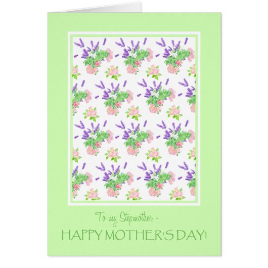 For Stepmother Pretty Floral Mother's Day Greeting (Front)
