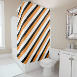 For Stylish Bathrooms – Orange &amp; Black Striped  Shower Curtain