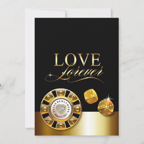 For Susan Las Vegas Wedding  gold black Invitation