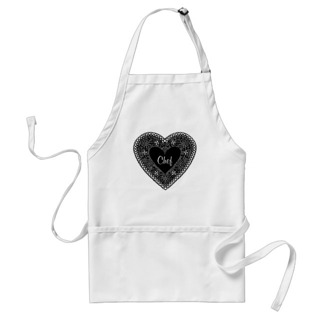 For Sweetheart Chefs Vintage Lace Heart Apron (Front)