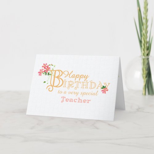 For Teacher Birthday with Clematis Flowers Card