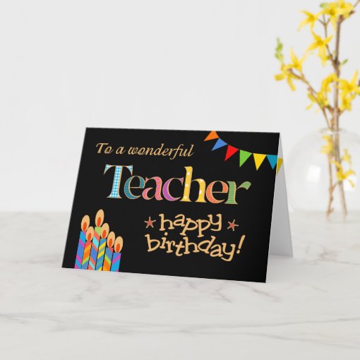 For Teacher Chic Candles, Bunting Birthday Card 