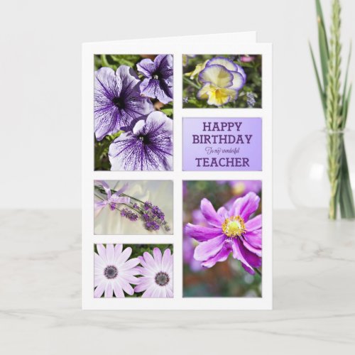 For Teacher Lavender hues floral birthday card