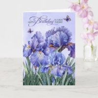 for Teacher Purple Iris with Butterflies Birthday