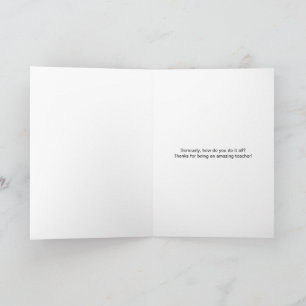 For Teacher Thank you Bold Red Apple Card
