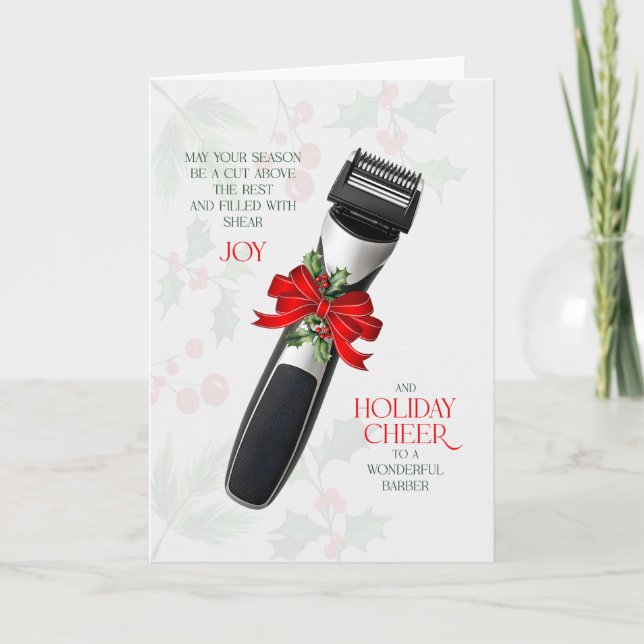 for the Barber Hair and Beard Trimmer Cheer Holiday Card (Front)