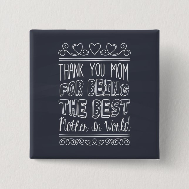For The Best Mom in the World Pin Button (Front)
