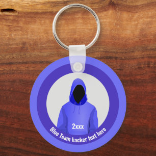 For the Blue Hacker InfoSec Team, custom text Keyc Keychain