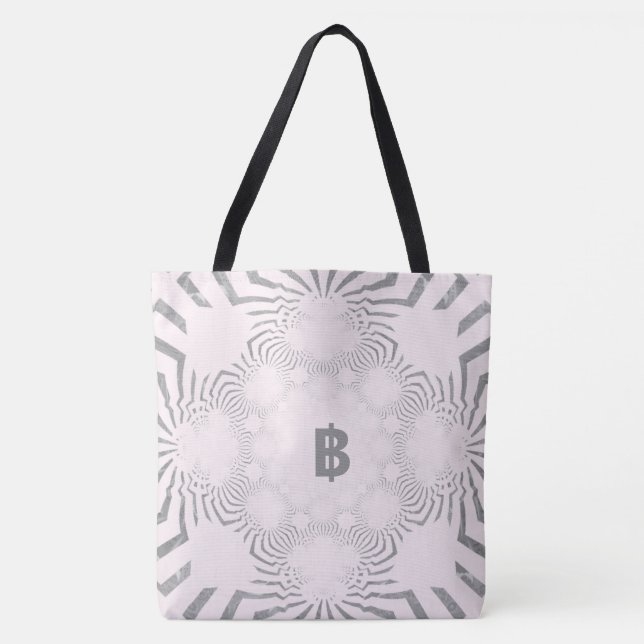 For The Bride B Monogram Logo White Zebra Pattern Tote Bag (Front)