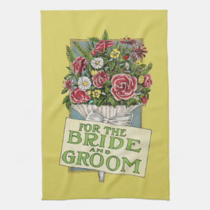 For the Bride & Groom Yellow Vintage-Style Flowers Towel