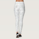 For the Bride - White Damask Leggings<br><div class="desc">For the Bride - White Damask Pattern with faux silver typography saying Bride. Made with high quality vector art for a sharp professional print. If you have any questions about this product design, please contact me at siggyscott@comcast.net. I'll be happy to help. Thank you for the support and stopping by...</div>