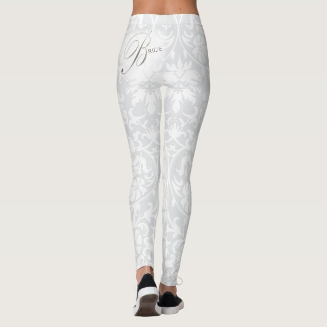 For the Bride - White Damask Leggings (Back)