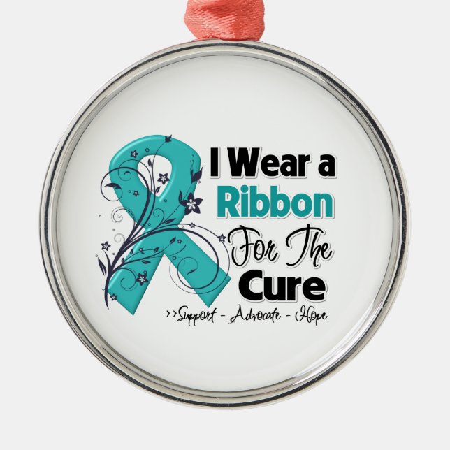 For The Cure - Ovarian Cancer Awareness Metal Ornament (Front)