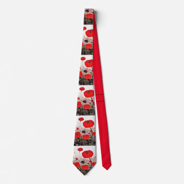 'For The Fallen' (Red Poppy Design) Neck Tie (Front)