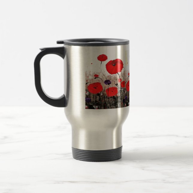 'For The Fallen' (Red Poppy Design) Travel Mug (Left)