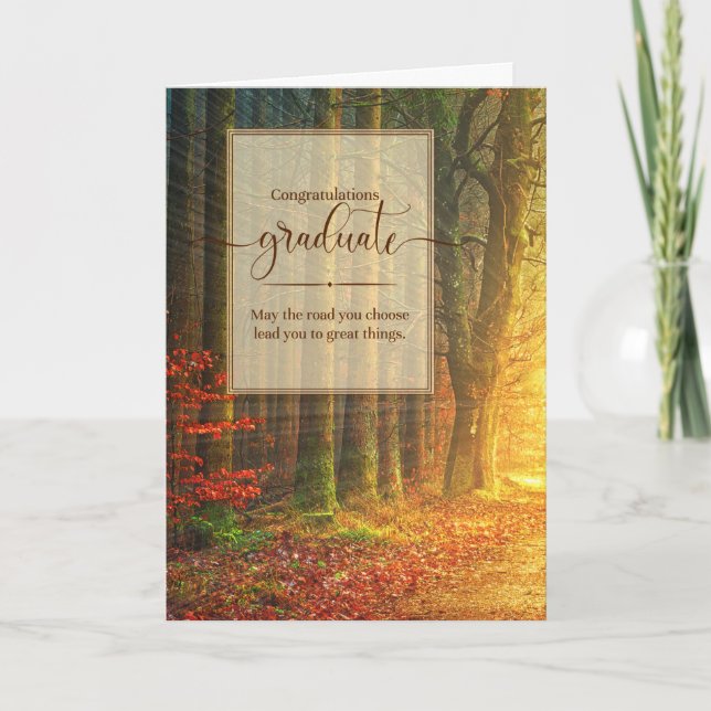 for the Graduate Woodland Path Sunlit Forest Card (Front)