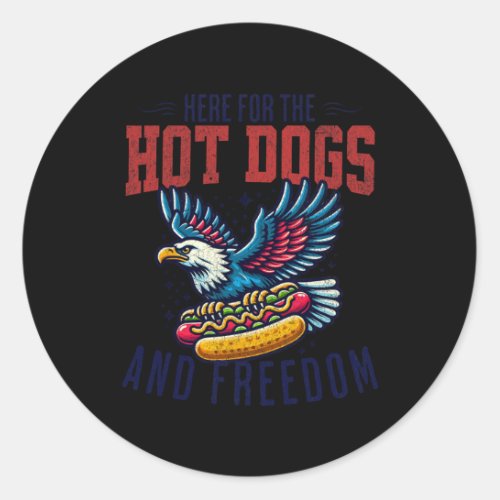 For The Hot Dogs And Freedom Men 4th July Women Ea Classic Round Sticker