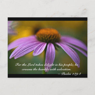 For the Lord takes delight in his people; he crown Postcard