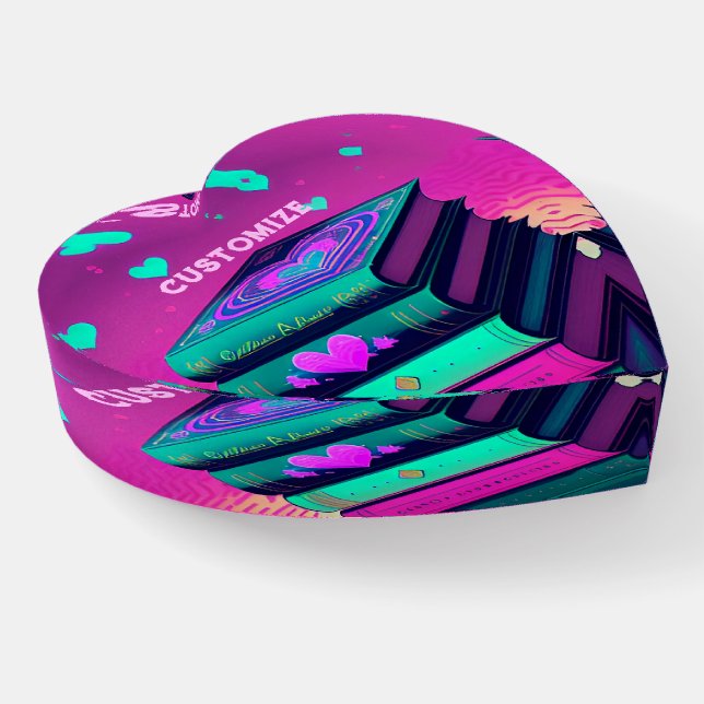 For The Love Of Books Heart Paperweight (Angled)
