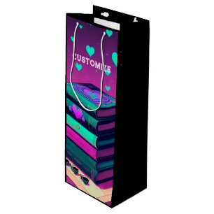 For The Love Of Books Pink And Black Wine Gift Bag