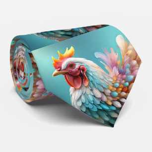 For The Love Of Chickens Rainbow Pastel Chicken, Neck Tie