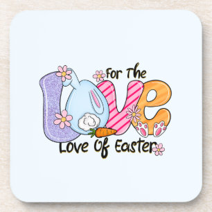 For The Love of Easter - Cute Bunny & Eggs Beverage Coaster