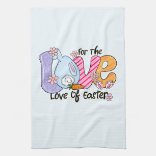 For The Love of Easter - Cute Bunny & Eggs Kitchen Towel