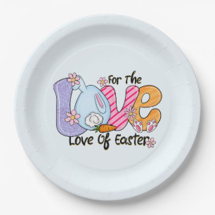 For The Love of Easter - Cute Bunny & Eggs Paper Plates