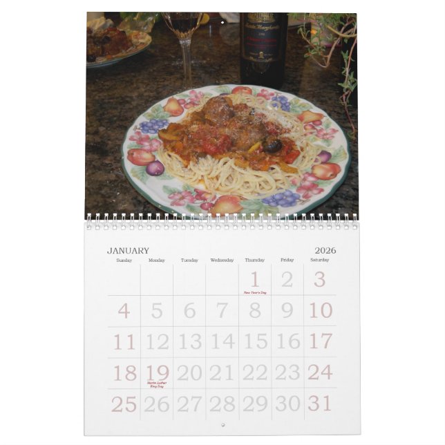For the love of food calender calendar (Jan 2026)