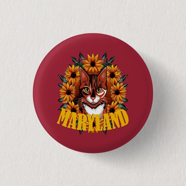 For The Love Of Maryland Calico Cat  Button (Front)