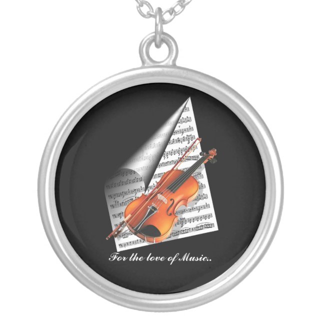 For the love of Music Silver Plated Necklace (Front)