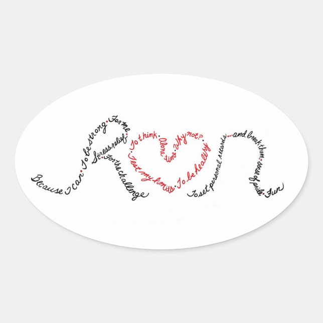 For the love of running bumper sticker (Front)