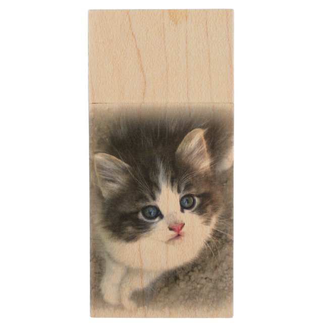 For The Love of Stray Cats Wood Flash Drive (Front Vertical)