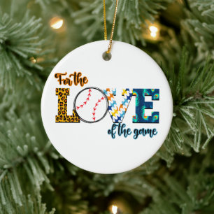 For The Love Of The Game Baseball Mom Leopard Ceramic Ornament