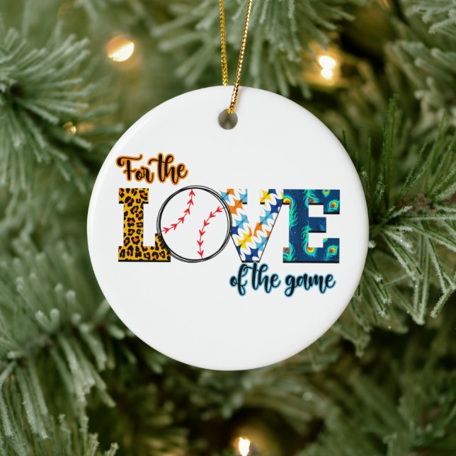 For The Love Of The Game Baseball Mom Leopard Ceramic Ornament (Tree)