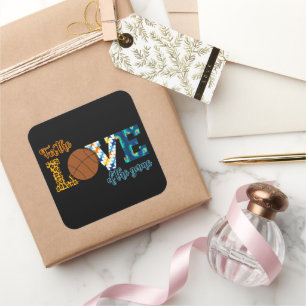 For The Love Of The Game Basketball Mom Leopard Square Sticker